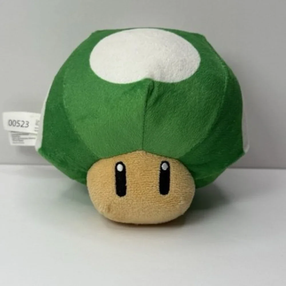 Super Mario 1Up Plush GREEN Mushroom Plushie Stuffed Toy Video Game Small Soft